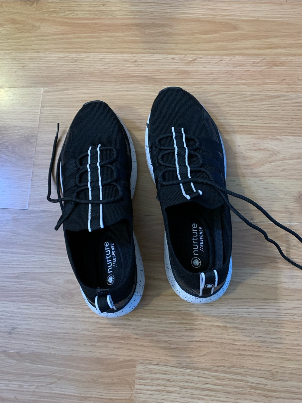 Nurture by Lamaze Black Knit Slip-On Sneakers with White Accents